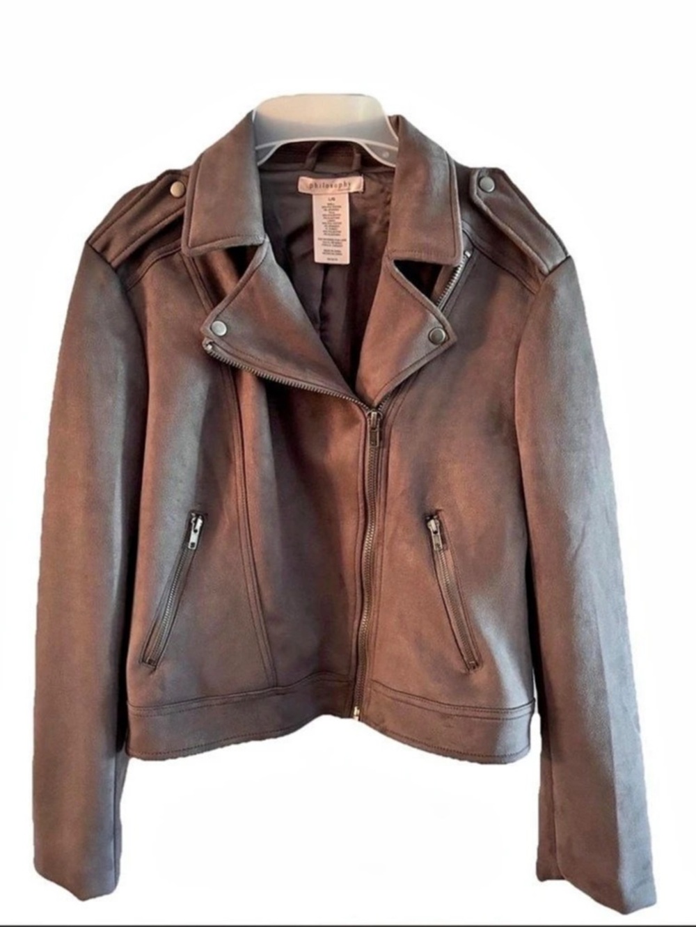 Philosophy Faux Suede Moto Jacket Women's Brown